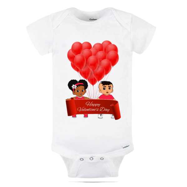 Sky and Ria White Valentine's Day onesies